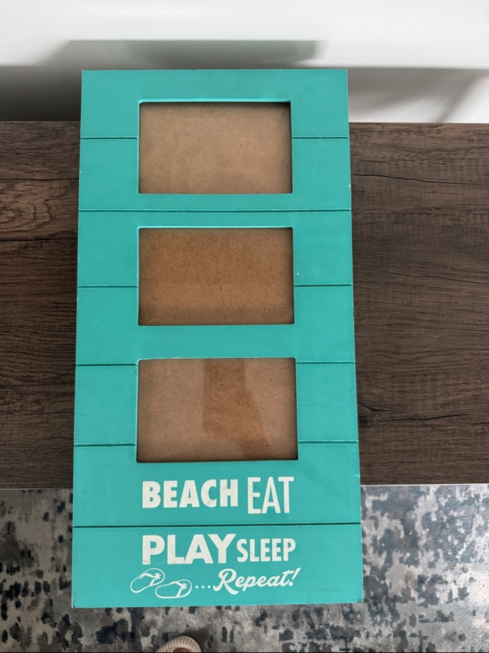 Turquoise 'Beach Eat Play Sleep' Triple Photo Frame